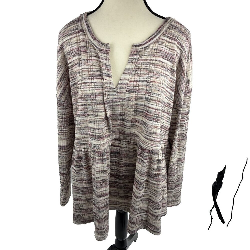 Maurices Womens Tunic Top Boho Babydoll Long Sleeve Textured Knit XXL